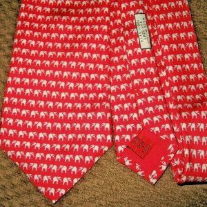 ❤️BATTISTONI ITALY Bat 1241 Soie Silk Luxury Necktie ELEPHANT Red White & …
